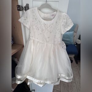 New girls toddler flower girl communion confirmation dress pearls 3 ivory cream